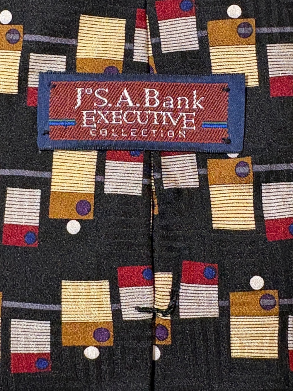 Jos. A. Bank Executive Collection Silk Tie Geometric Blocks Classic 3.75"